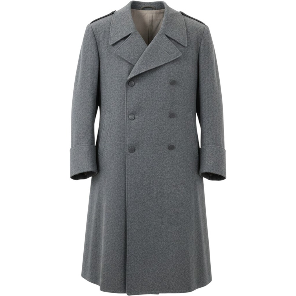 Vintage 1962 Swiss Military Wool Greatcoat Mens 48BB Grey Double Breasted Coat